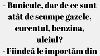 BANC | „Dar de ce sunt atât de scumpe gazele, curentul, benzina, uleiul?”