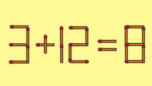 Test IQ cu chibrituri | Mutați un singur băț, pentru a corecta 3 + 12 = 8