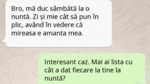 BANC | Cât se pune în plic la nuntă, dacă mireasa este amanta