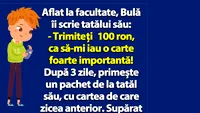 BANC | Bulă îi scrie tatălui său: Trimiteți 100 ron, ca să-mi iau o carte foarte importantă!