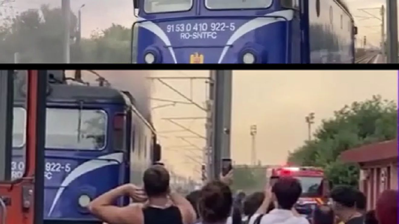 Incendiu la locomotiva unui tren de pasageri în Constanța: circulația a fost blocată temporar