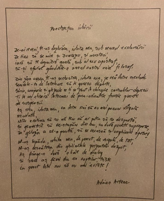 ”Punctuația iubirii”, noul volum de versuri semnat de Adrian Artene: ”Cuvintele nu îmbătrânesc! Nici anii nu le cuprind!”