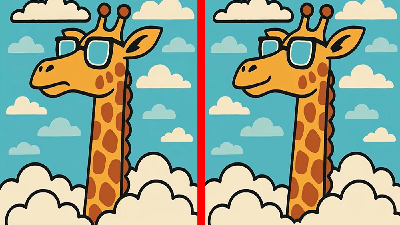 TEST IQ | Aceste două girafe par identice, dar nu sunt. Identificați toate cele 3 diferențe!