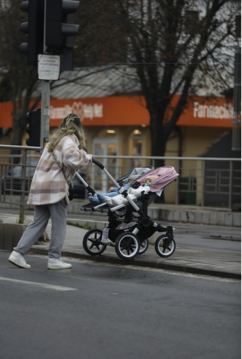 Alina Laufer a ieșit la plimbare cu gemenii de nouă luni