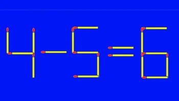 Test IQ cu chibrituri | Corectați 4 – 5 = 6, mutând un singur băț