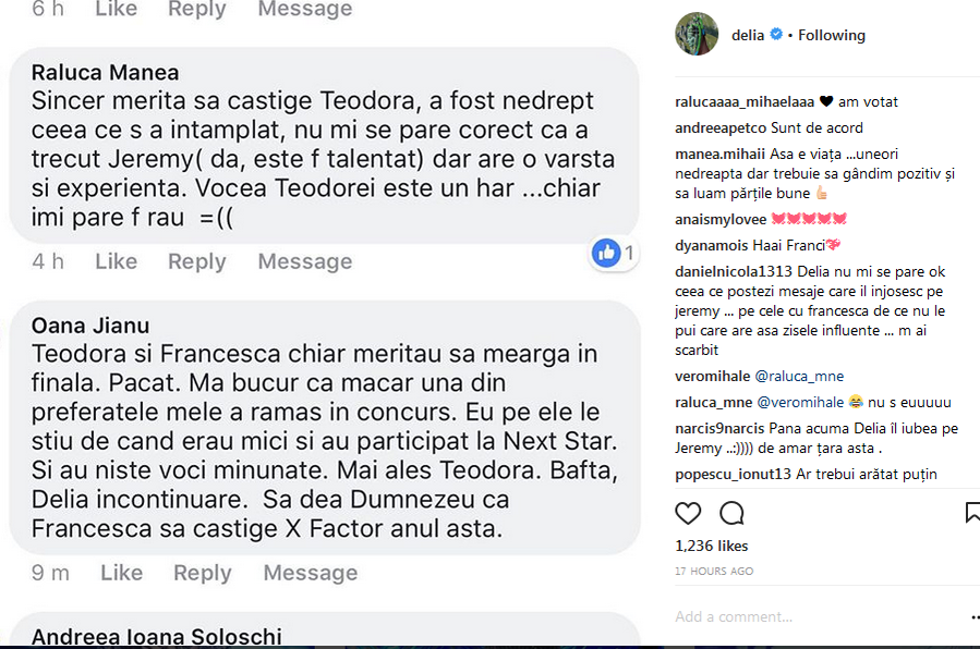 SCANDAL la X FACTOR, după eliminarea Teodorei! ce reproşuri aduce Delia şi pe cine învinuieşte de plecarea preferatei sale