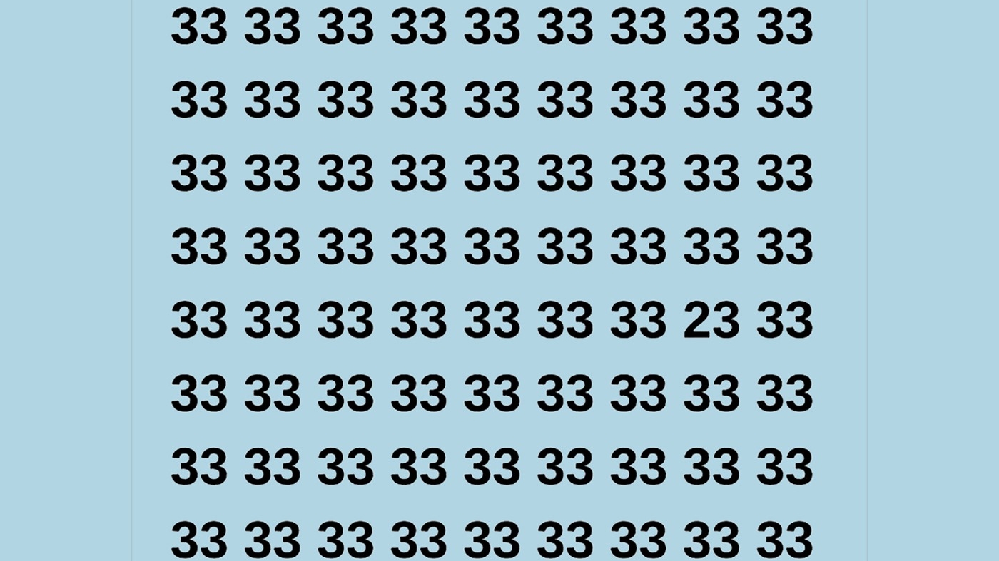 Test de perspicacitate | Nu toate numerele din imagine sunt 33. Care este cel diferit?