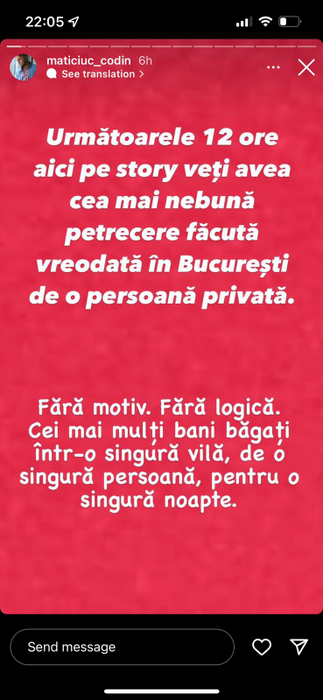 Codin Maticiuc anunța "cea mai nebună petrecere" (Foto: Instagram)