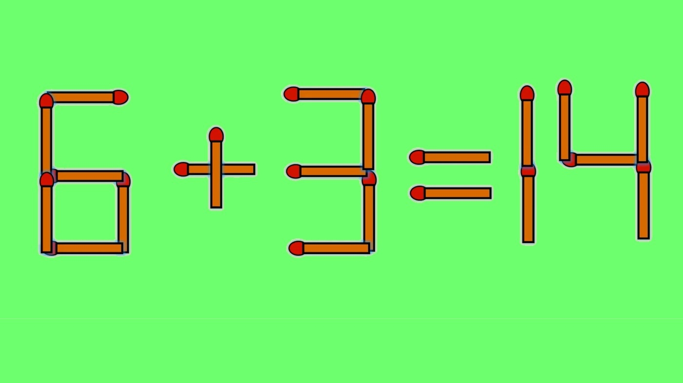 Test IQ cu chibrituri | Corectați 6 + 3 = 14, mutând un singur băț