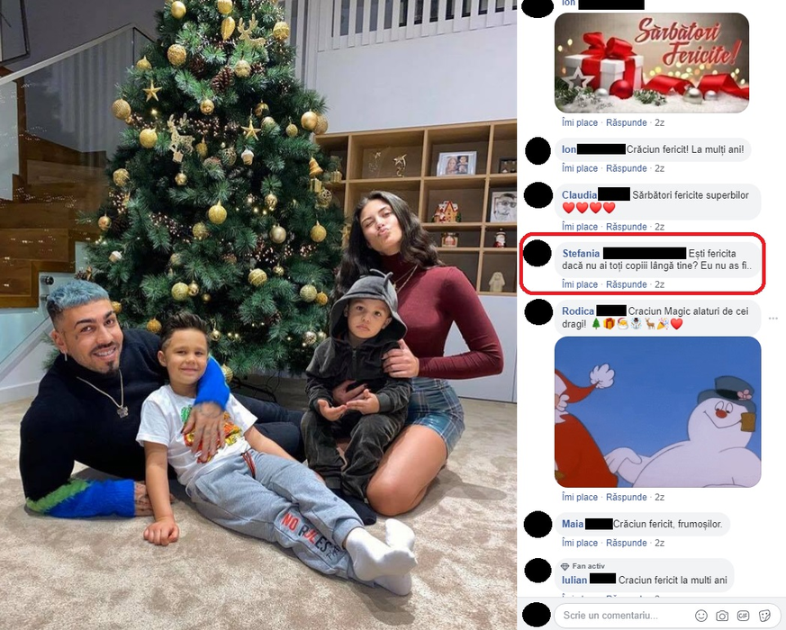 Antonia, criticată de o mamă pe Facebook. Ce i-a reproșat artistei și detaliul remarcat în poza de Crăciun cu Alex Velea și băieții lor