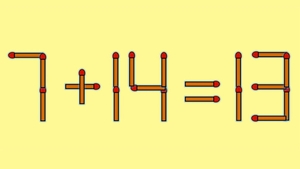 Test de inteligență | Mutați un singur chibrit pentru a corecta 7 + 14 = 13