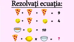 Test IQ | Rezolvați ecuația cu pizza, lămâie și ciorbă! 9 din 10 nu reușesc