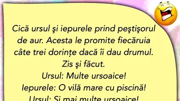 BANCUL ZILEI | Ursul și iepurele prind peștișorul de aur