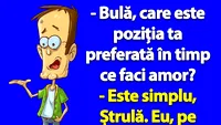 BANC | Bulă, care e poziția ta preferată în timp ce faci amor?