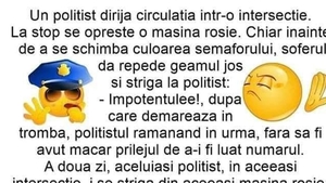 BANCUL ZILEI | Un polițist dirija circulația într-o intersecție