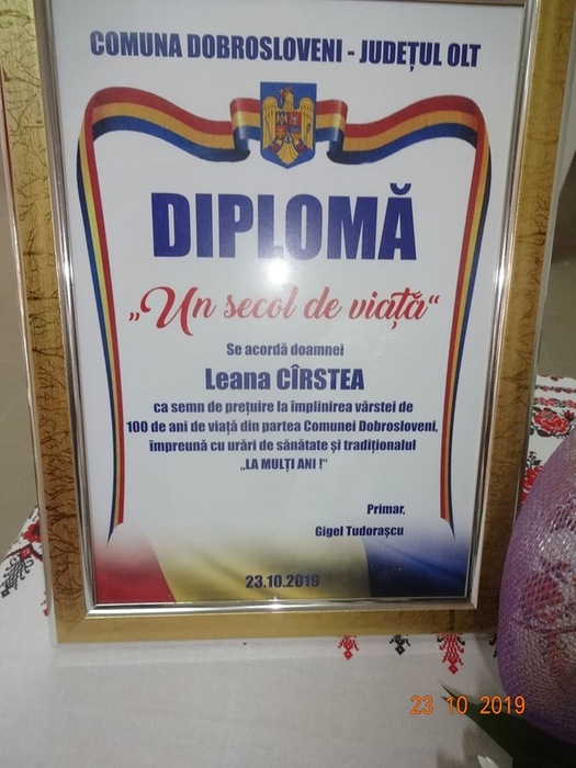 Diploma acordată bătrânicii