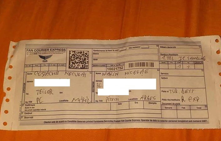 Chitanța care atestă schimbul