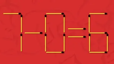 Test IQ | Pare simplu, dar nu e chiar așa! Mută 3 bețe pentru a corecta 7 - 0 = 6