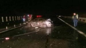 Accident grav pe A1! Două persoane au decedat, iar un autoturism a luat foc în urma impactului