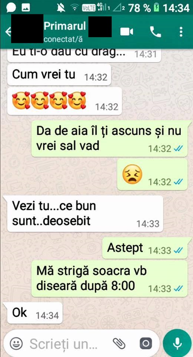 O parte din conversațiile pe care primarul le-ar fi avut cu doamna