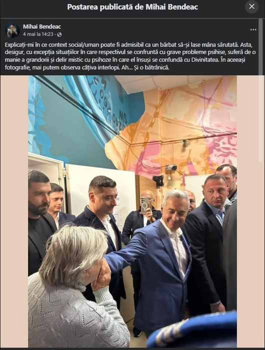 Mesaj postat de Mihai Bendeac pe Facebook. Sursa foto: captură ecran