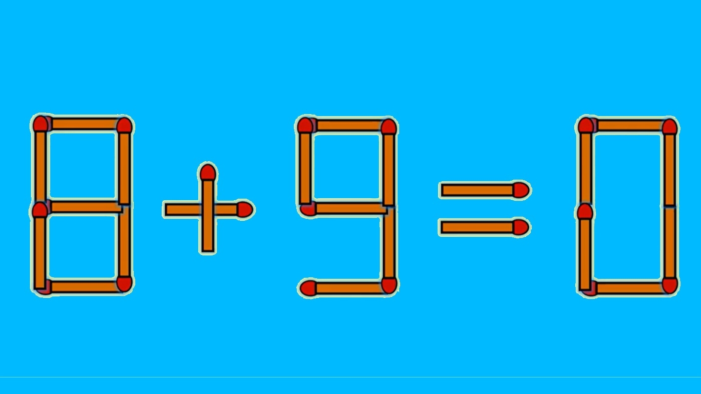 Test de inteligență | Mutați un singur chibrit pentru a corecta 8 + 9 = 0