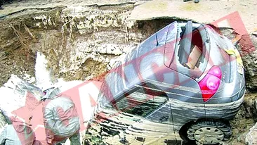 S-a afundat cu masina in asfalt