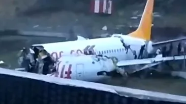 Un avion de pasageri a ieșit de pe pistă și s-a rupt în două, la aterizarea pe aeroportul din Istanbul