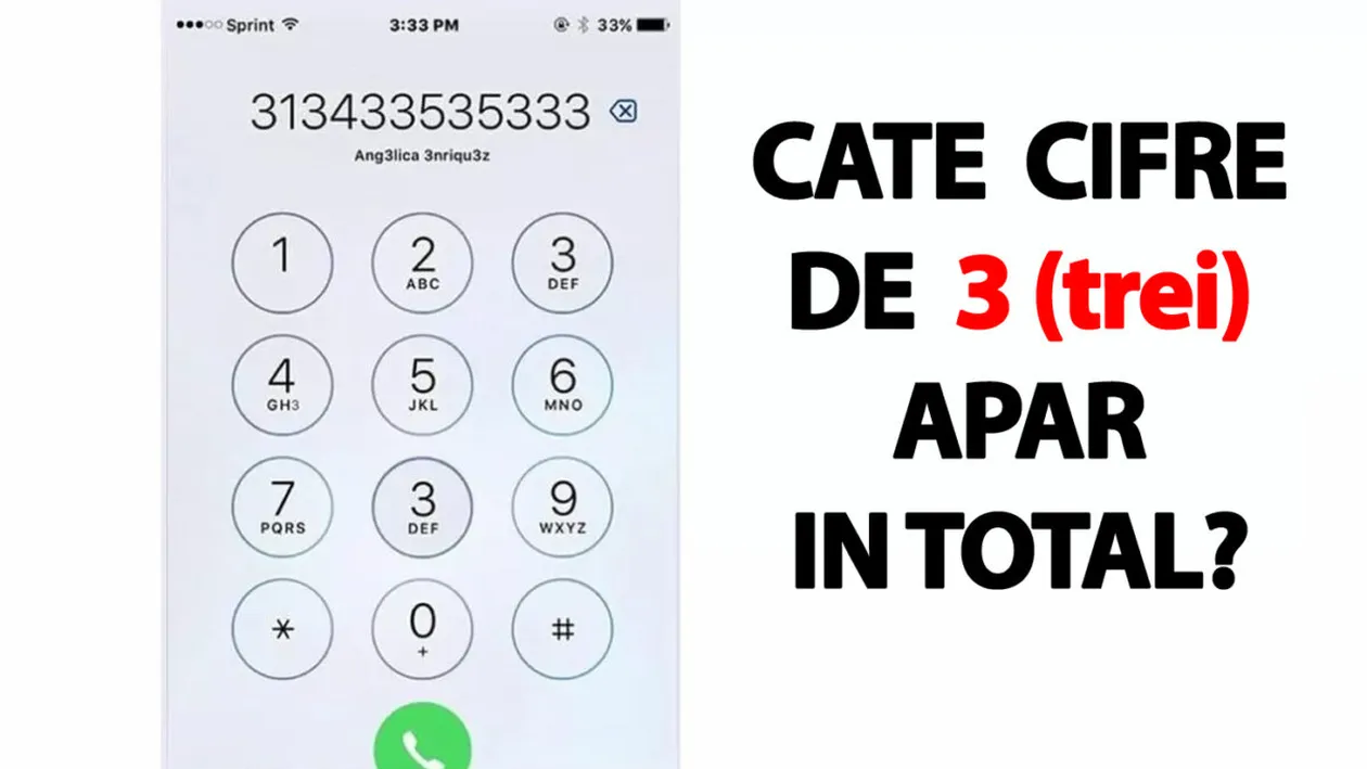 Testul IQ de luni | Câte cifre de 3 apar pe ecranul acestui telefon mobil, în total?