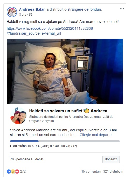 Andreea Bălan, apel disperat pentru o tânără mămică diagnosticată cu o boală rară