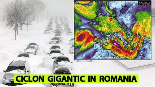 ANM, în alertă! Un ciclon mediteranean gigantic ajunge în România. Sunt anunțate ninsori viscolite și temperaturi foarte mici
