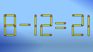 Test de inteligență | 8 - 12 = 21 nu este corect. Mutați un chibrit, pentru a rezolva egalitatea
