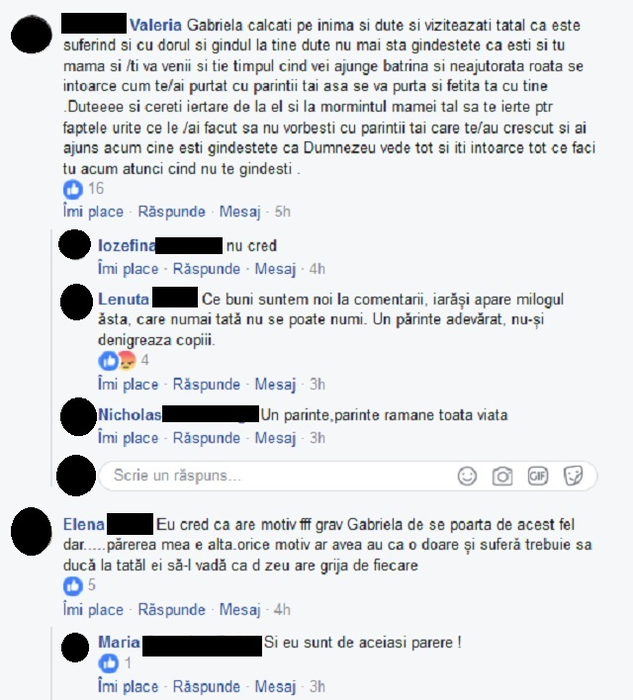 Mesajul primit de Gabriela Cristea, după ce s-a aflat că sunt şanse ca tatălui ei să îi fie amputat al doilea picior: „Cere-ţi iertare în faţa lui şi la mormântul mamei tale”. Fanii vedetei au răbufnit