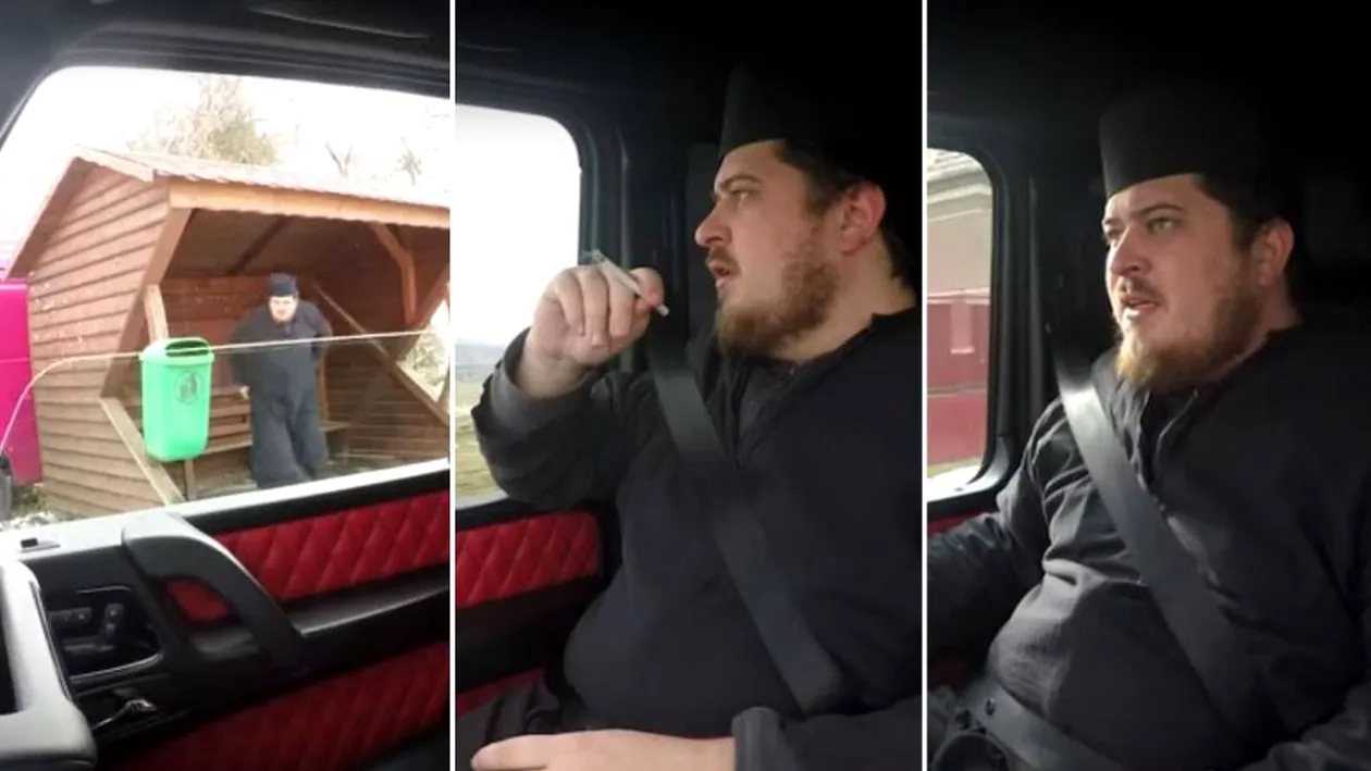 Reacția unui preot din Romania, după ce a fost luat la ocazie de un șofer cu un Mercedes G-class. Până la urmă și-a aprins o țigară | VIDEO