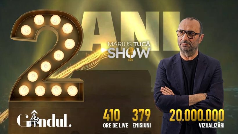 Marius Tucă Show aniversează 2 ani de EXCELENȚĂ la Gândul.ro. Sute de emisiuni fabuloase, invitați de marcă, zeci de milioane de vizualizări!