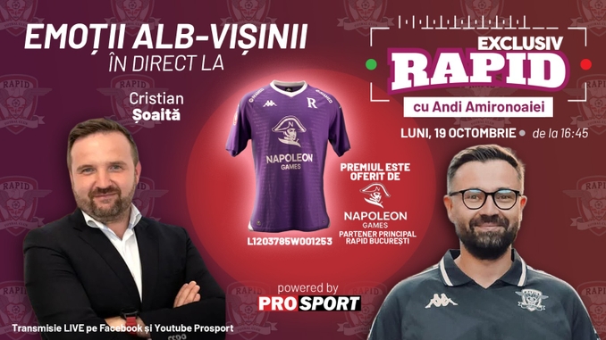 „EXCLUSIV RAPID” revine astăzi! Cristian Șoaita, invitat după victoria giuleștenilor cu Corvinul