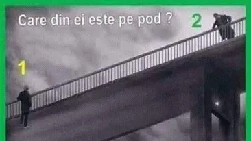 Test de perspicacitate. Doar unul dintre cei doi stă pe pod, dar cei mai mulți oameni greșesc răspunsul!