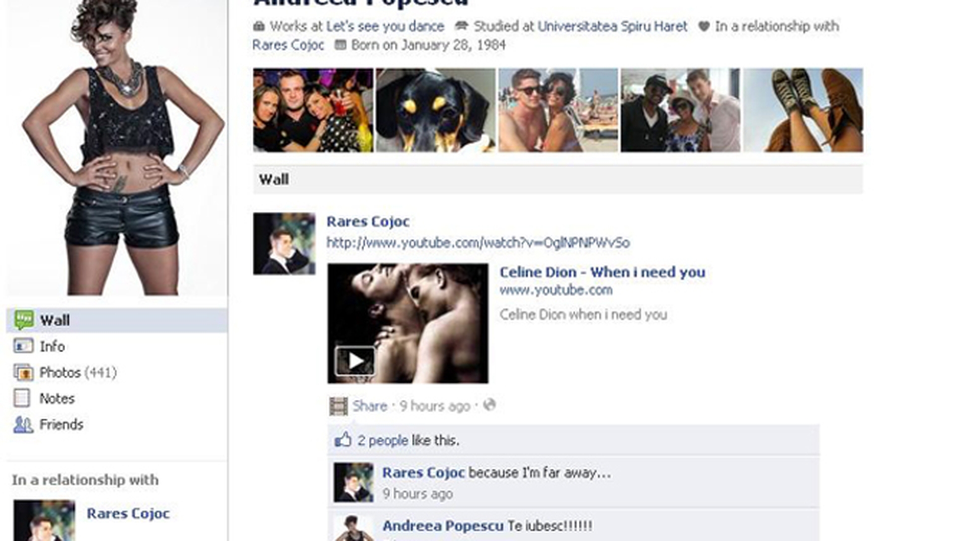 VIDEO Andreea Popescu primeste dedicatii pe Facebook! Vezi de la cine!
