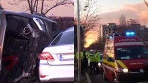 Accident cumplit în București. Un tânăr de 18 ani s-a răsturnat cu mașina, s-a izbit de un stâlp și a ricoșat în două mașini parcate