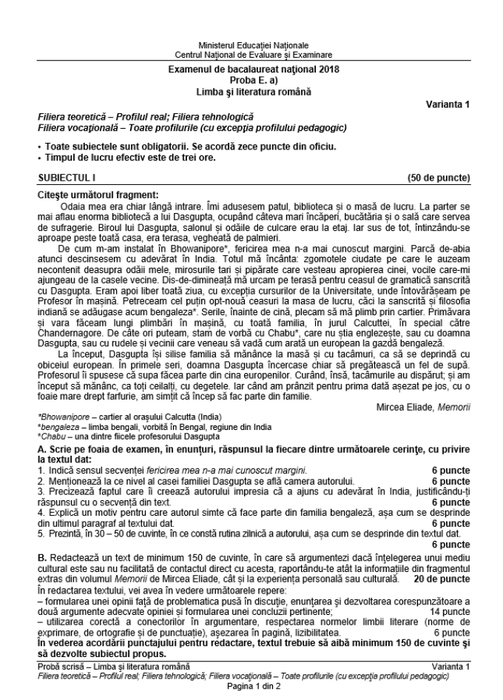 BAC 2018 sesiunea de toamnă. Rezolvarea subiectelor limba română, de la EDU.RO