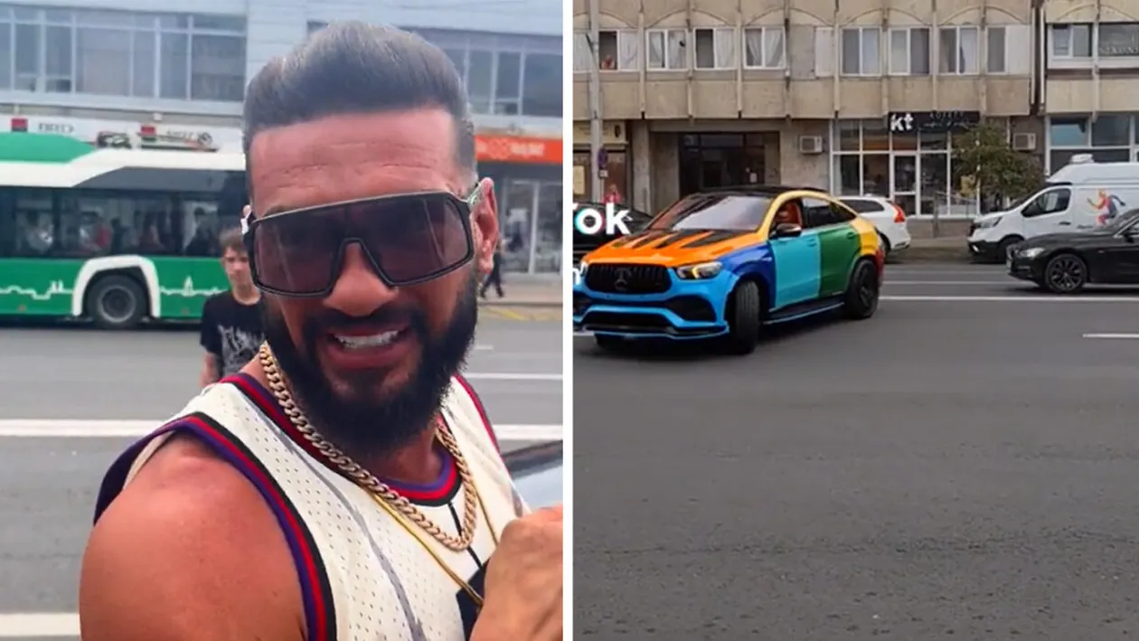 Dorian Popa, prins întorcând bolidul pe linia continuă, în Iași. Nici măcar număr de înmatriculare nu are!