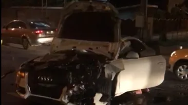 Accident șocant în București din cauza unui șofer beat. Ambele mașini s-au făcut praf