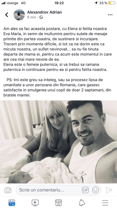 Alexandrov Adrian, iubitul Elenei Udrea, mesaj tulburător