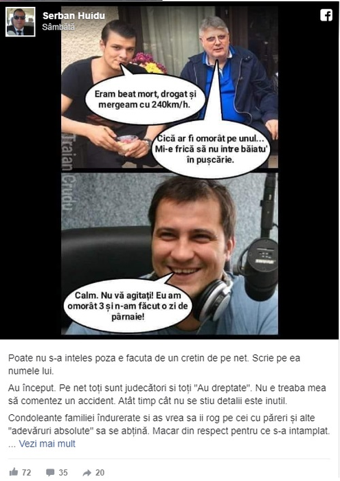 Șerban Huidu, reacție radicală despre accidentul provocat de Mario Iorgulescu