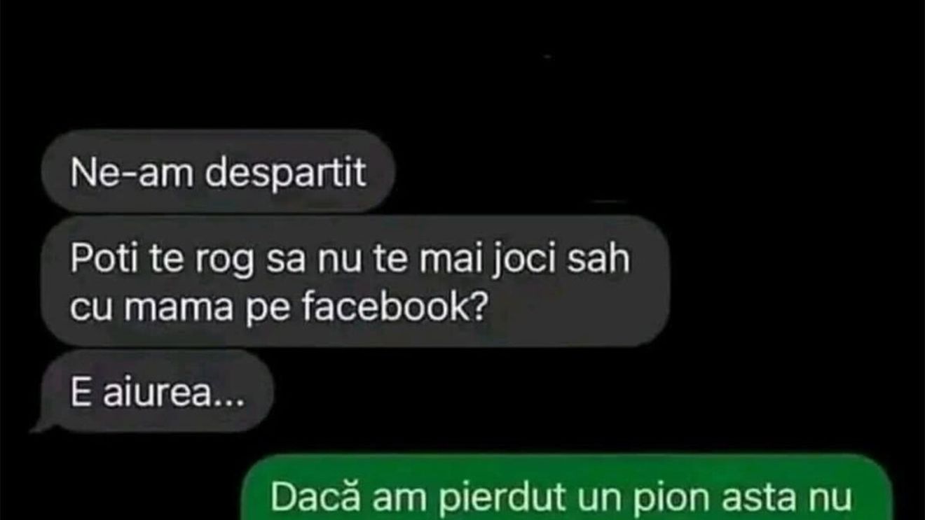 BANC | "Ne-am despărțit! Poți, te rog, să nu mai joci șah cu mama pe Facebook?"