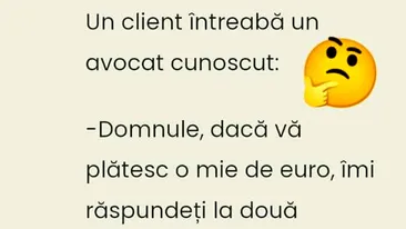 BANC | Domnule avocat, dacă vă plătesc 1.000 de euro, îmi răspundeți la două întrebări?