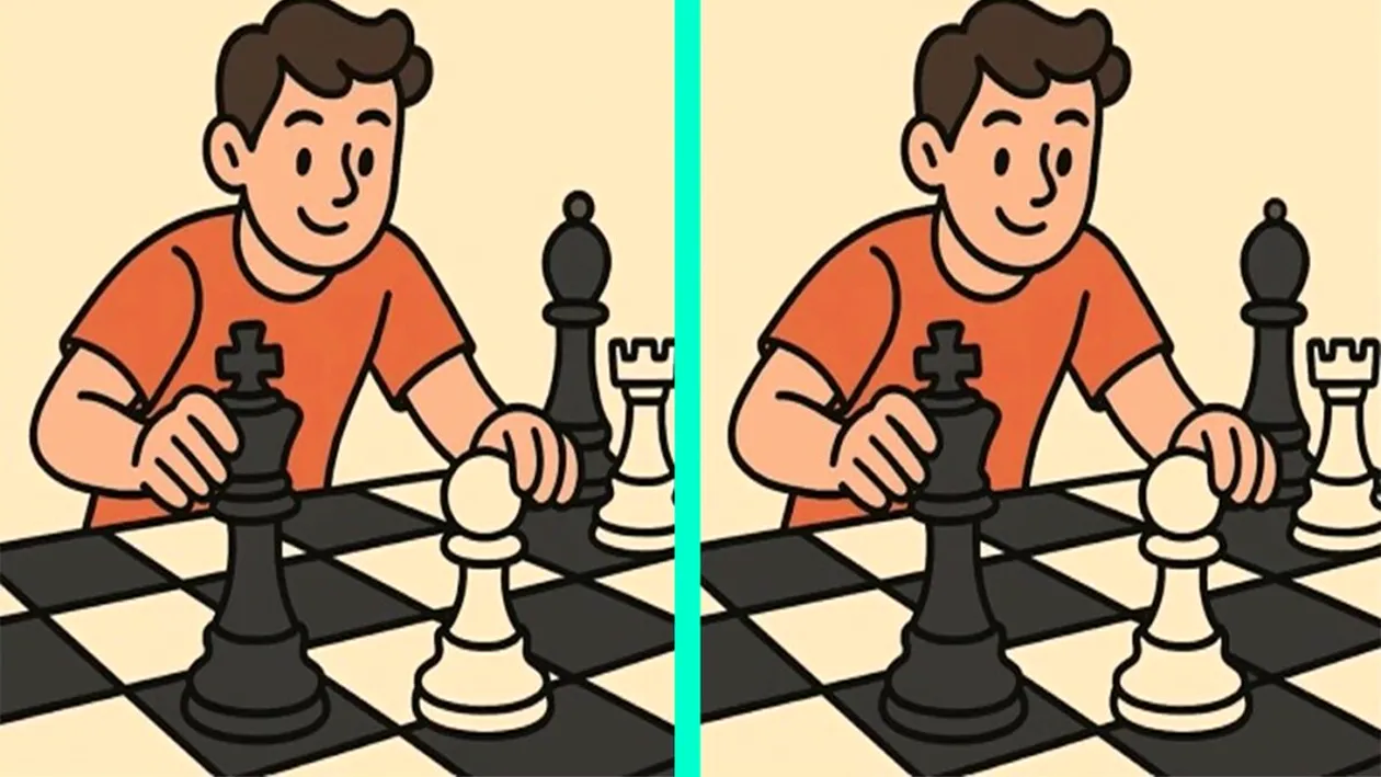 Test de perspicacitate | Identificați 3 diferențe între acești doi bărbați care joacă șah