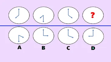 Test de inteligență | Care ceas completează seria din imagine?