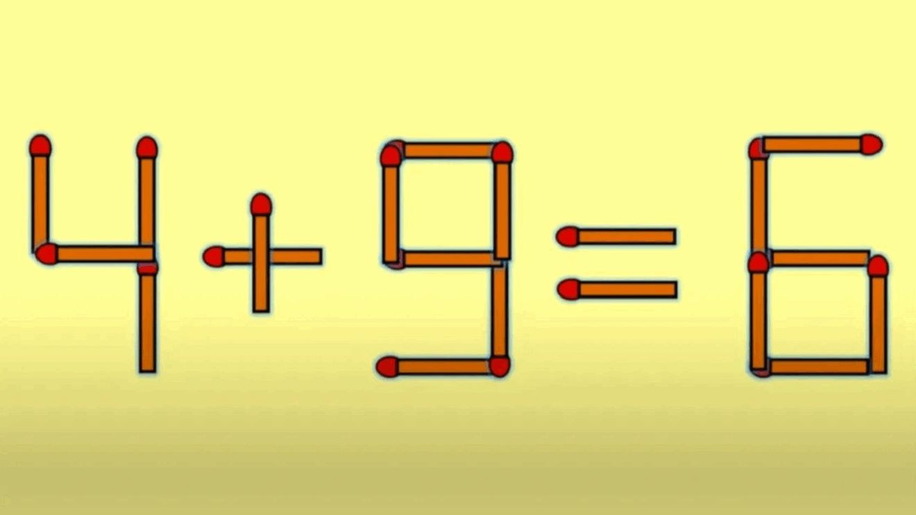 Test IQ cu bețe de chibrit | Mută unul singur pentru a rezolva ecuația 4+9=6