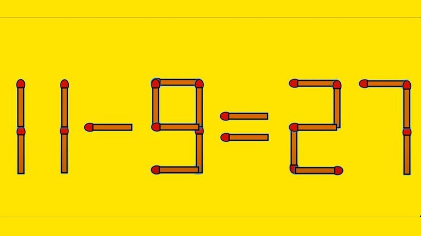 Test IQ exclusiv pentru genii | Mutați un singur chibrit, pentru a corecta 11 – 9 = 27